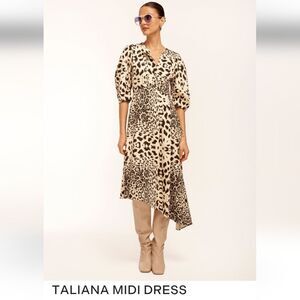 Equipment Taliana Leopard-print Asymmetrical Midi Dress Size 8 NWT